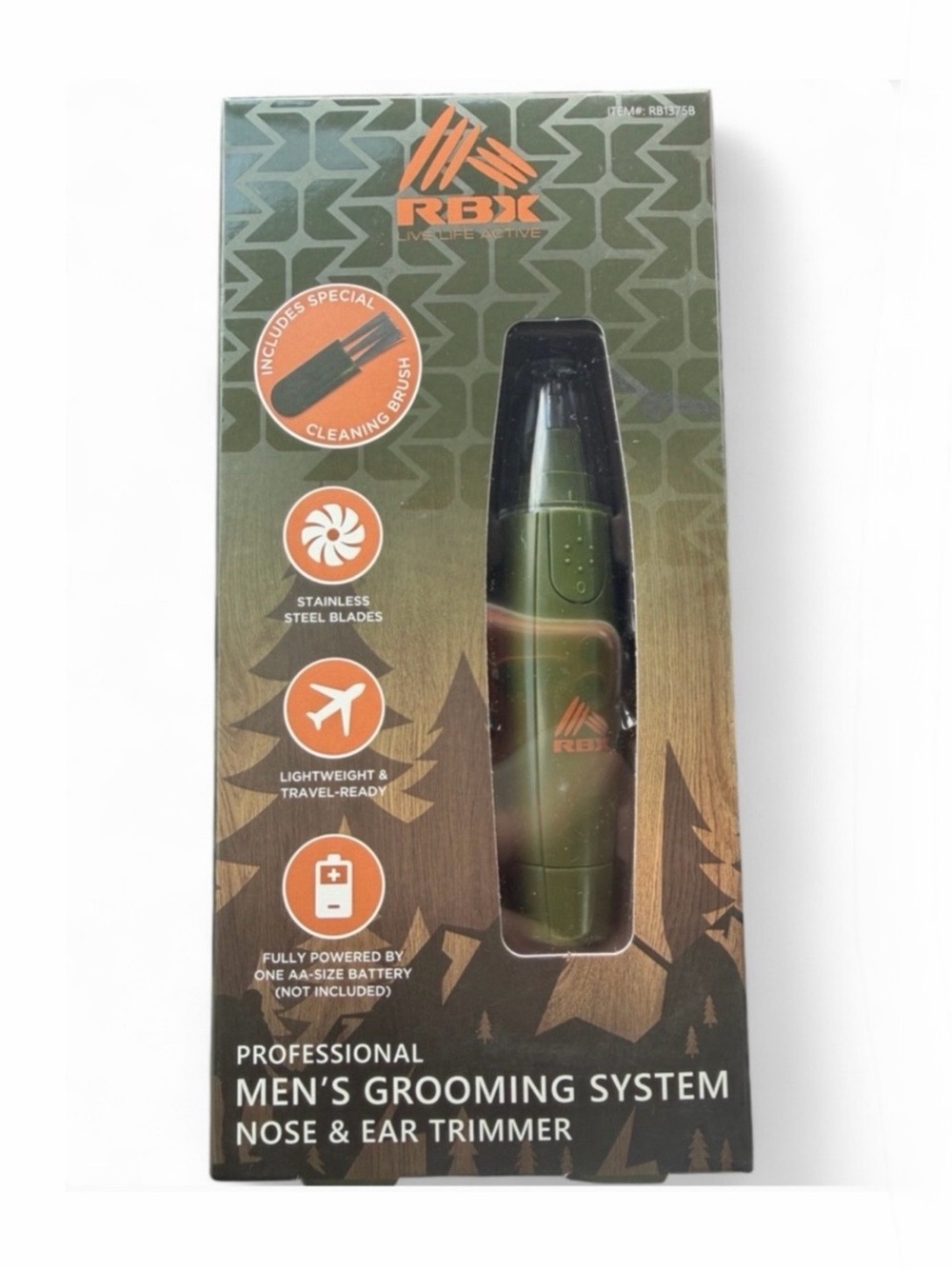 RBX Professional Grooming Nose/Ear Trimmer in Olive Green Battery Operated (NWT)